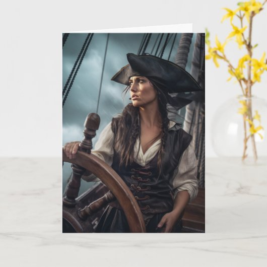 Piraat Valentijnsdag Kaart (Gele Bloem)