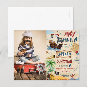 Piraat Verjaardag Ahoy Piraat Jongens Feestje Briefkaart