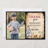 Piraat Verjaardagsfeest Foto Bedankkaart (Voorkant)