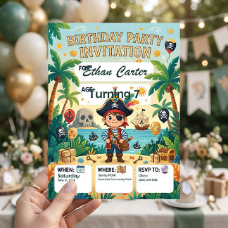 Piraat Verjaardagsfeest Uitnodigingssjabloon Kaart