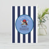 Piraat verjaardagsfeestje jongen kaart (Staand voorkant)