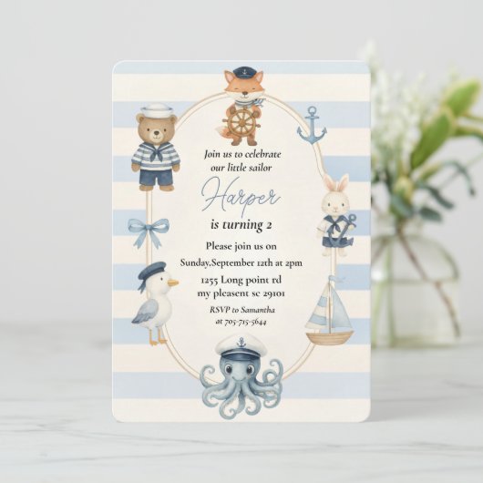 Piraat verjaardagsfeestje | Schattige Ahoy Kapitei Kaart (Staand voorkant)