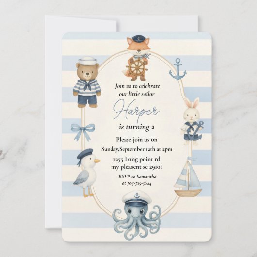 Piraat verjaardagsfeestje | Schattige Ahoy Kapitei Kaart (Voorkant)