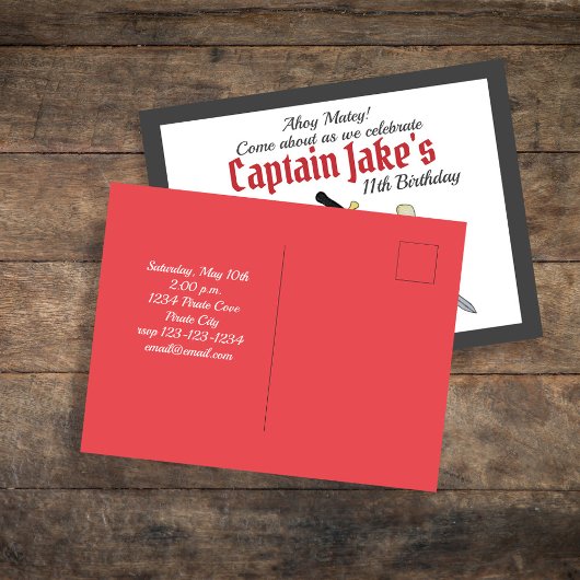 Piraat verjaardagsfeestje uitnodiging voor kindere