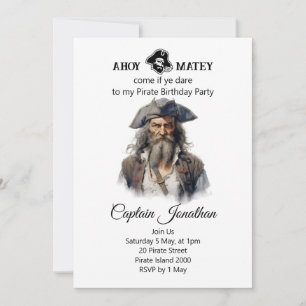 Piraat verjaardagsuitnodiging Jolly Roger Kaart
