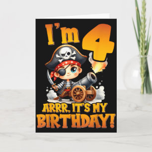 Piraat vierde verjaardag Ik ben 4 Arrr Het is mijn Kaart