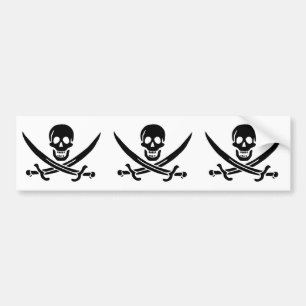 Piraat Vlag Schedel Gekruiste Zwaarden Bumpersticker