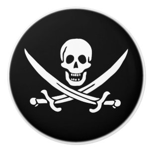 Piraat Vlag Schedel Gekruiste Zwaarden Keramische Knop