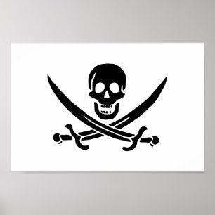 Piraat Vlag Schedel Gekruiste Zwaarden Poster