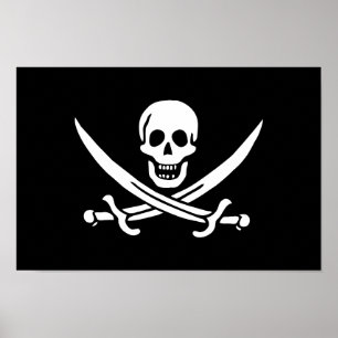 Piraat Vlag Schedel Gekruiste Zwaarden Poster