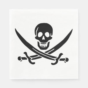 Piraat Vlag Schedel Gekruiste Zwaarden Servet
