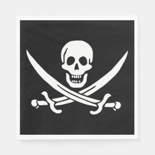 Piraat Vlag Schedel Gekruiste Zwaarden Servet