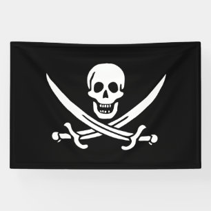 Piraat Vlag Schedel Gekruiste Zwaarden Spandoek