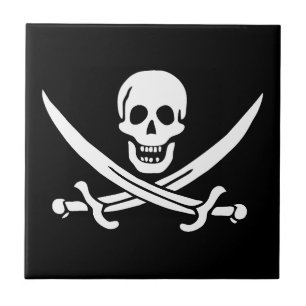 Piraat Vlag Schedel Gekruiste Zwaarden Tegeltje