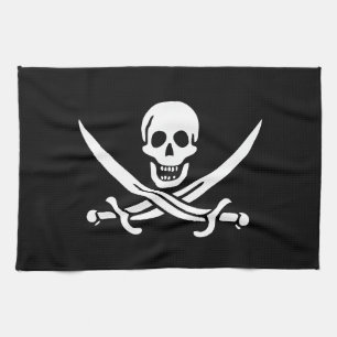 Piraat Vlag Schedel Gekruiste Zwaarden Theedoek
