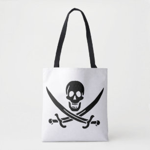 Piraat Vlag Schedel Gekruiste Zwaarden Tote Bag