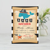 Piraat Walvis en Zeester Baby Shower Kaart (Staand voorkant)