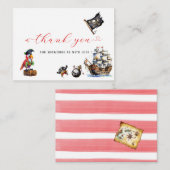 Piraat waterverf verjaardagsfeestje bedankt notitiekaartje (Voorkant / Achterkant)