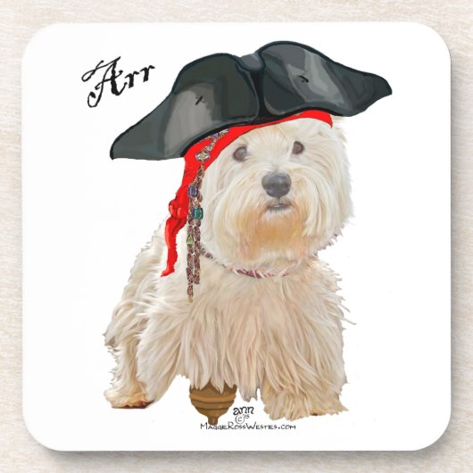 Piraat Westie Bier Onderzetter (Voorkant)