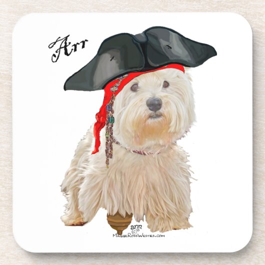 Piraat Westie Onderzetter (Voorkant)