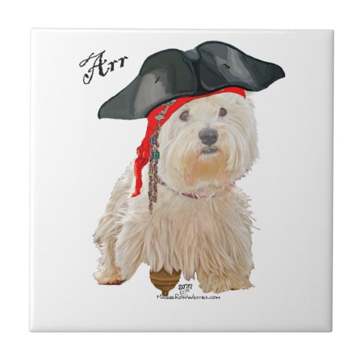 Piraat Westie Tegeltje (Voorkant)