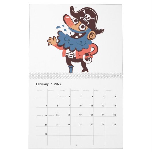 Piraat - Willekeurig Kalender (Feb 2027)
