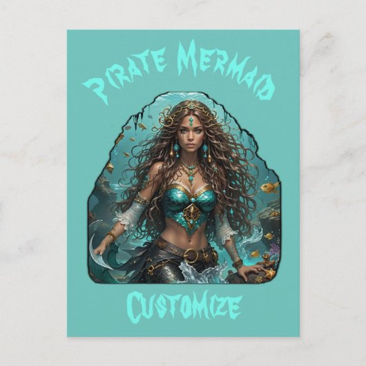 Piraat Zeemeermin Lady Thunder_Cove Briefkaart (Voorkant)