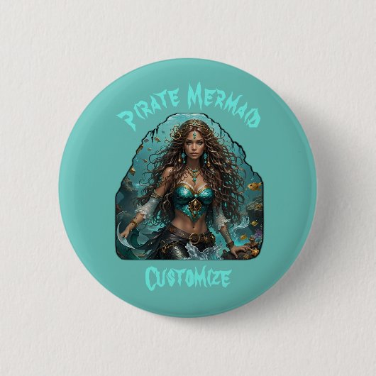 Piraat Zeemeermin Lady Thunder_Cove Ronde Button 5,7 Cm (Voorkant)