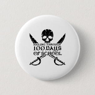 Piraat Zeilt Door 100 Dagen Van Schooljongens Ronde Button 5,7 Cm
