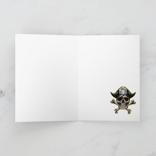 Piraat Zwaardvechtende Schedel Verjaardag Kaart (Binnen)