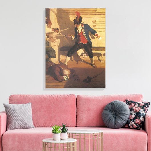 piraatkapitein, zwaardgevecht door NC Wyeth Canvas Afdruk (Insitu (Woonkamer))