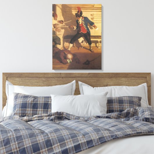 piraatkapitein, zwaardgevecht door NC Wyeth Canvas Afdruk (Insitu (Slaapkamer))