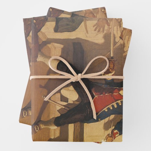  piraatkapitein, zwaardgevecht door NC Wyeth Inpakpapier Vel (In situ)