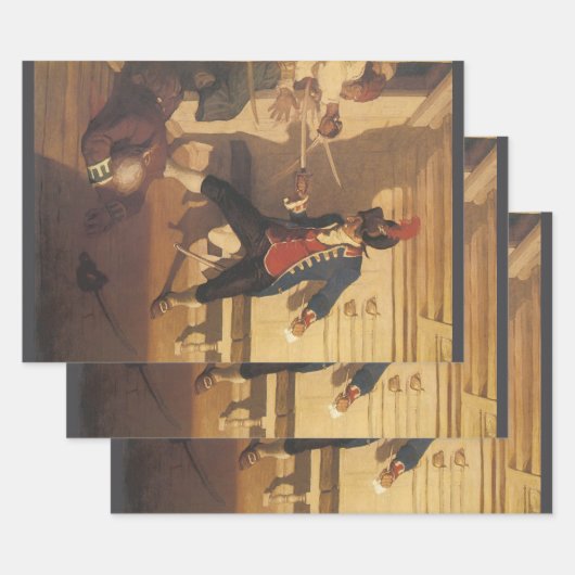 piraatkapitein, zwaardgevecht door NC Wyeth Inpakpapier Vel (Set)