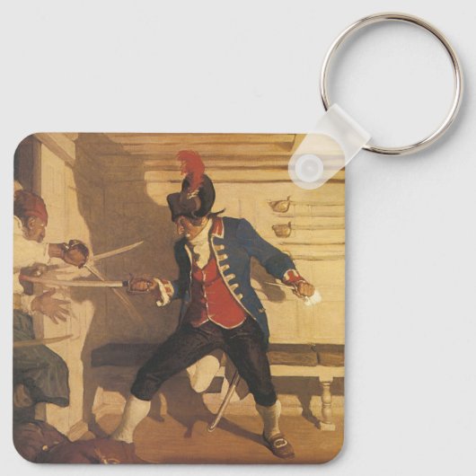  piraatkapitein, zwaardgevecht door NC Wyeth Sleutelhanger (Achterkant)