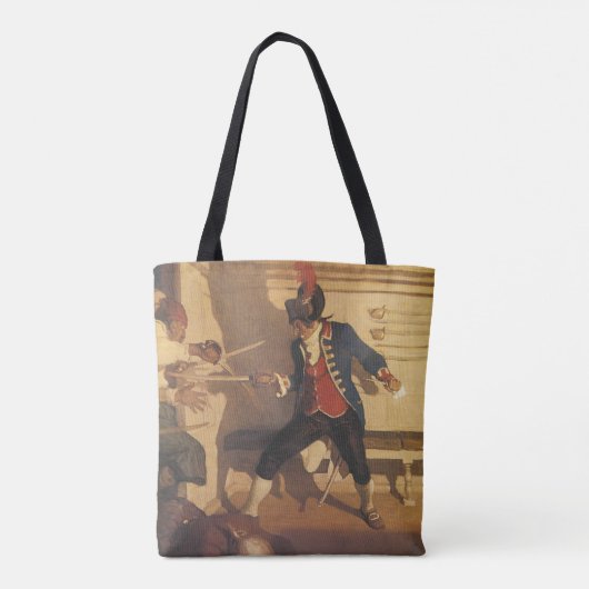  piraatkapitein, zwaardgevecht door NC Wyeth Tote Bag (Achterkant)