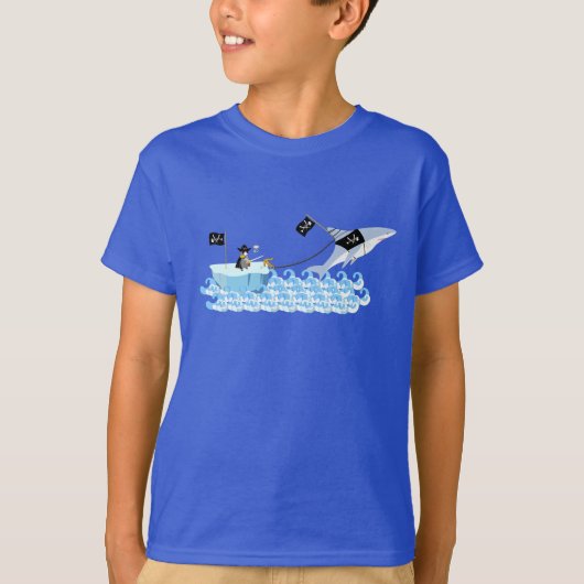 Piraatpinguïn met haai t-shirt (Voorkant)