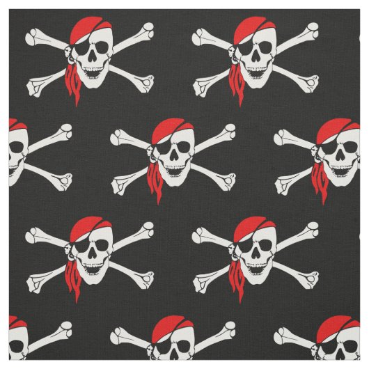 Piraatschedel en kruisbeenderen stof (Swatch)