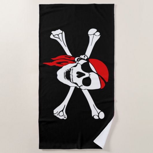 Piraatschedel en kruisbeenderen strandlaken (Voorkant)