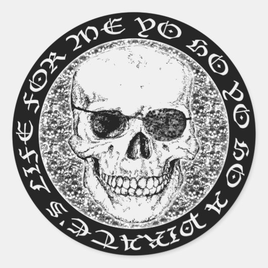 piraatschedel ronde sticker (Voorkant)