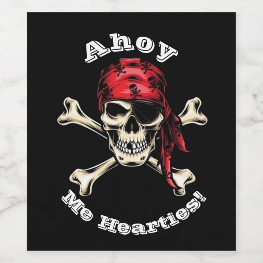 piraatschedel wijn etiket (Enkel label)