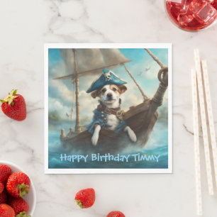 Piraatshond op een schip op zee kleuren blauw Verj Servet