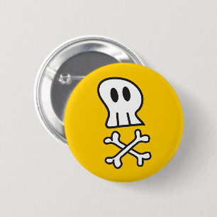 Piraatsschedel & Bot Kinder Halloweenfeestje Ronde Button 5,7 Cm
