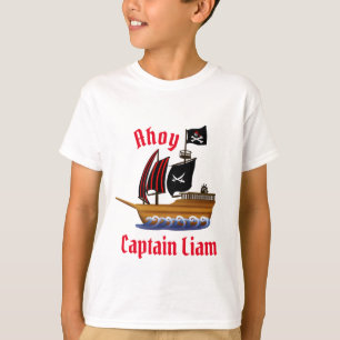 Piraatsschip Kapitein Personaliseer Naam T-shirt