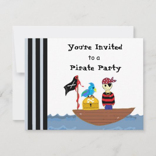 Piraatsschip Piratenfeest Uitnodiging (Voorkant)