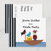 Piraatsschip Piratenfeest Uitnodiging (Voorkant / Achterkant)