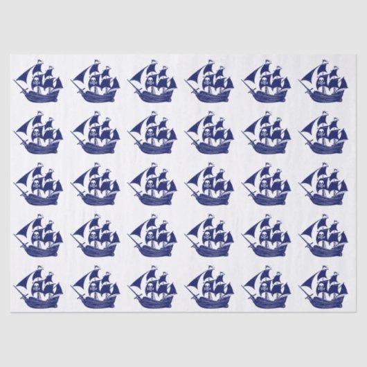 Piraatsschip Schedel Kruisbeenderen Doe-het-zelf K Tissuepapier (Voorkant)