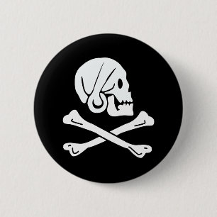 Piraatvlag - Jolly Roger Ronde Button 5,7 Cm