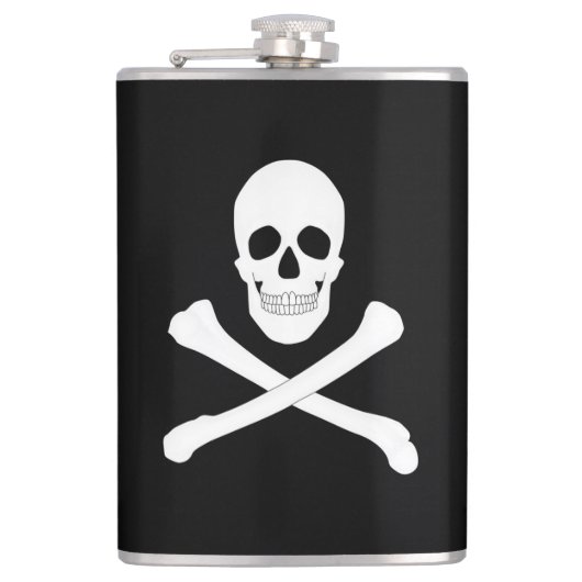 Piraatvlag (Schedel en gekruiste botten) (Jolly Ro Heupfles (Voorkant)