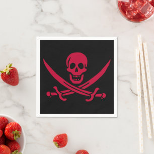 Piraatvlag van Calico Jack met schedel en gekruist Servet